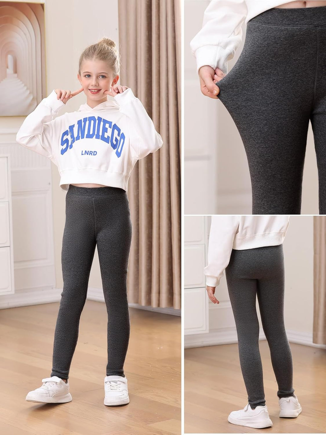 Soudittur Thermo Leggings Mädchen Dicke Gefütterte Thermo Leggings Winter Baumwolle Warm Thermohosen