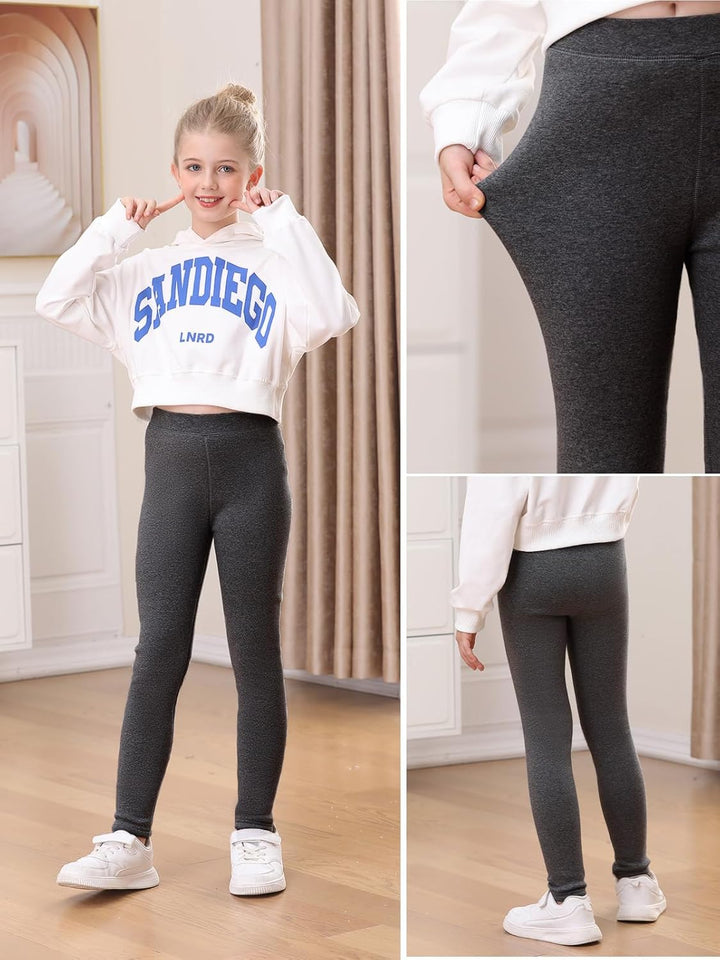 Soudittur Thermo Leggings Mädchen Dicke Gefütterte Thermo Leggings Winter Baumwolle Warm Thermohosen