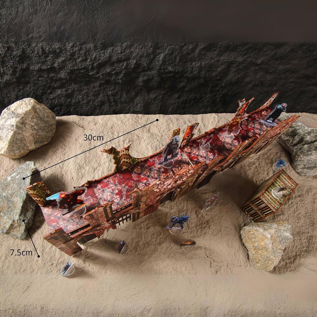Epic 2 Ruined Building Church Bridges Terrain Set for WH40K, DND, Pathfinder, 28mm Miniatures - Modu