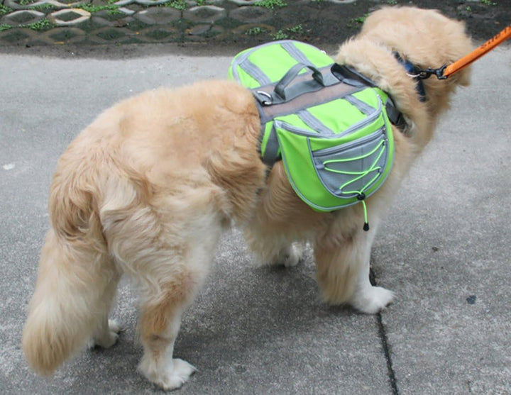XIAOYU Hund Rucksack, verstellbare Satteltasche Kabelbaum Träger, für Reisen Wandercamping, grün, L
