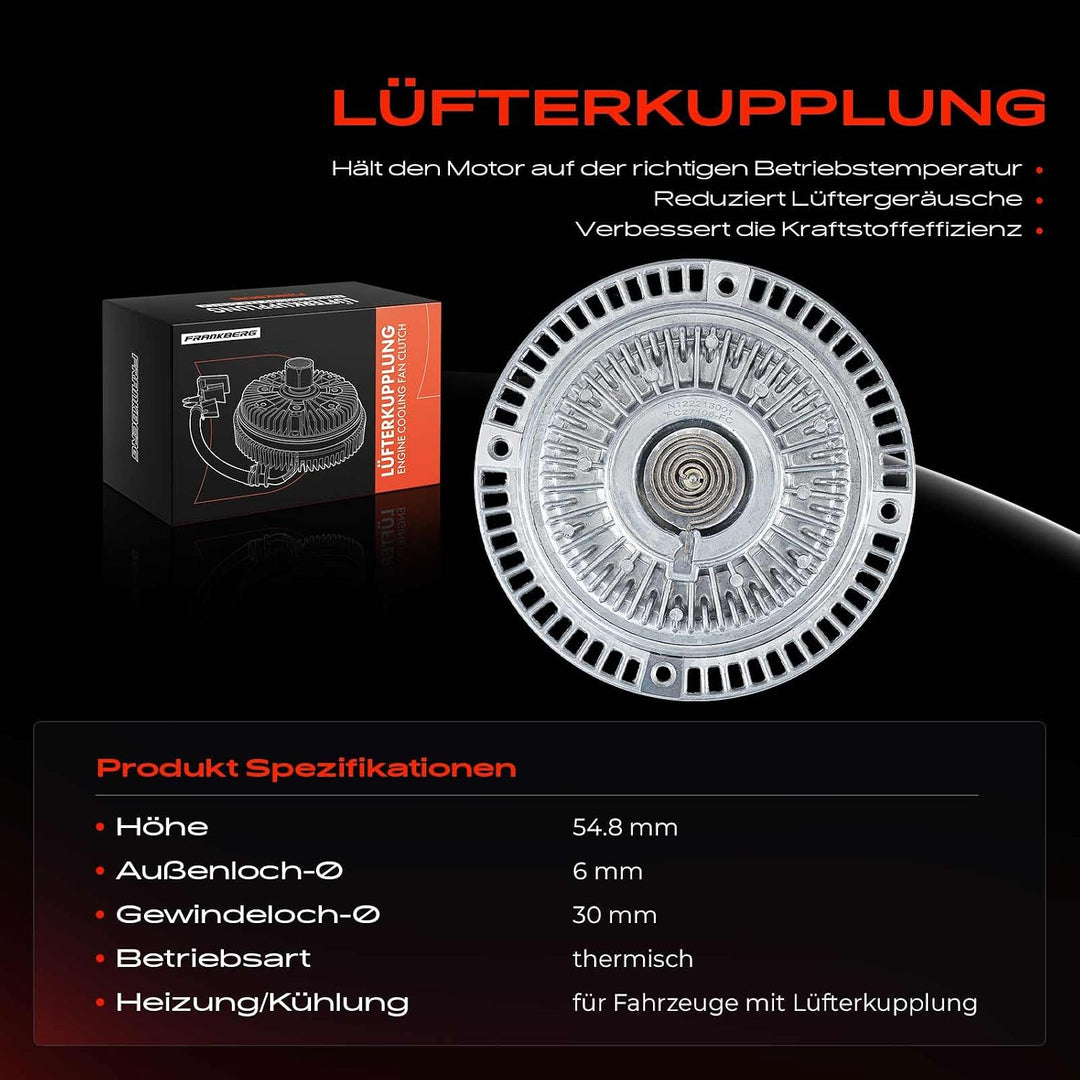 Frankberg Lüfterkupplung Kühlerlüfter Kompatibel mit Omega A 16 17 19 1.8L 2.0L Benzin 1986-1994 Ome