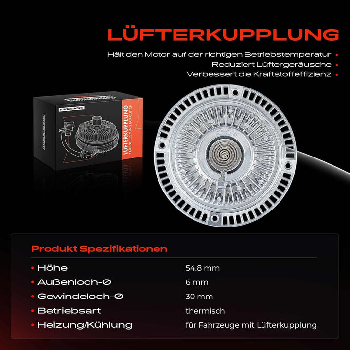 Frankberg Lüfterkupplung Kühlerlüfter Kompatibel mit Omega A 16 17 19 1.8L 2.0L Benzin 1986-1994 Ome