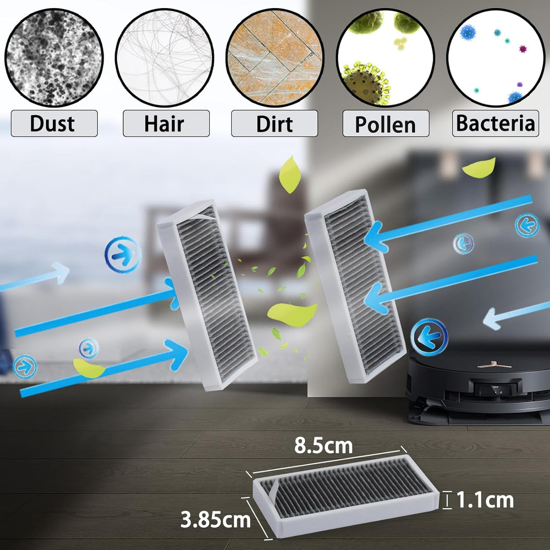 15 Stück Zubehörset für ECOVACS DEEBOT X8 Omni/X8 Pro Omni, 1 Gummi-Hauptbürste,4 Filters,2 Wischwal