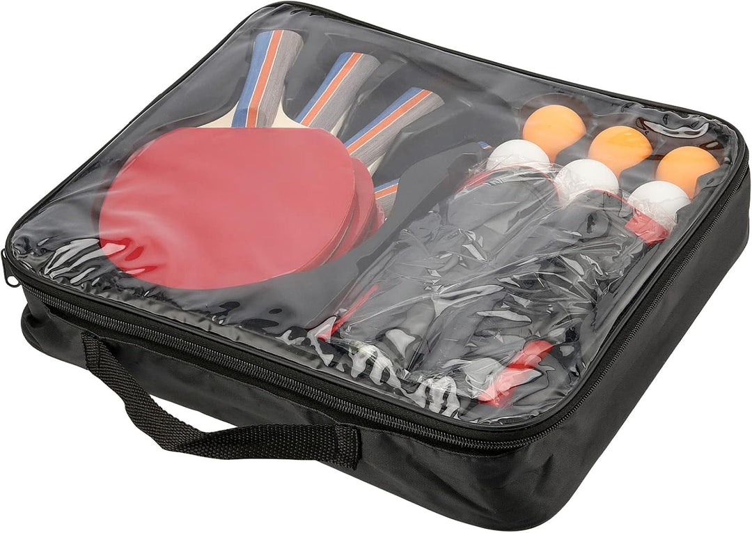 Tischtennis Set mit Netz, 4 Tischtennisschläger, 1 Einziehbarem Tischtennisnetz, 6 Tischtennis Bälle