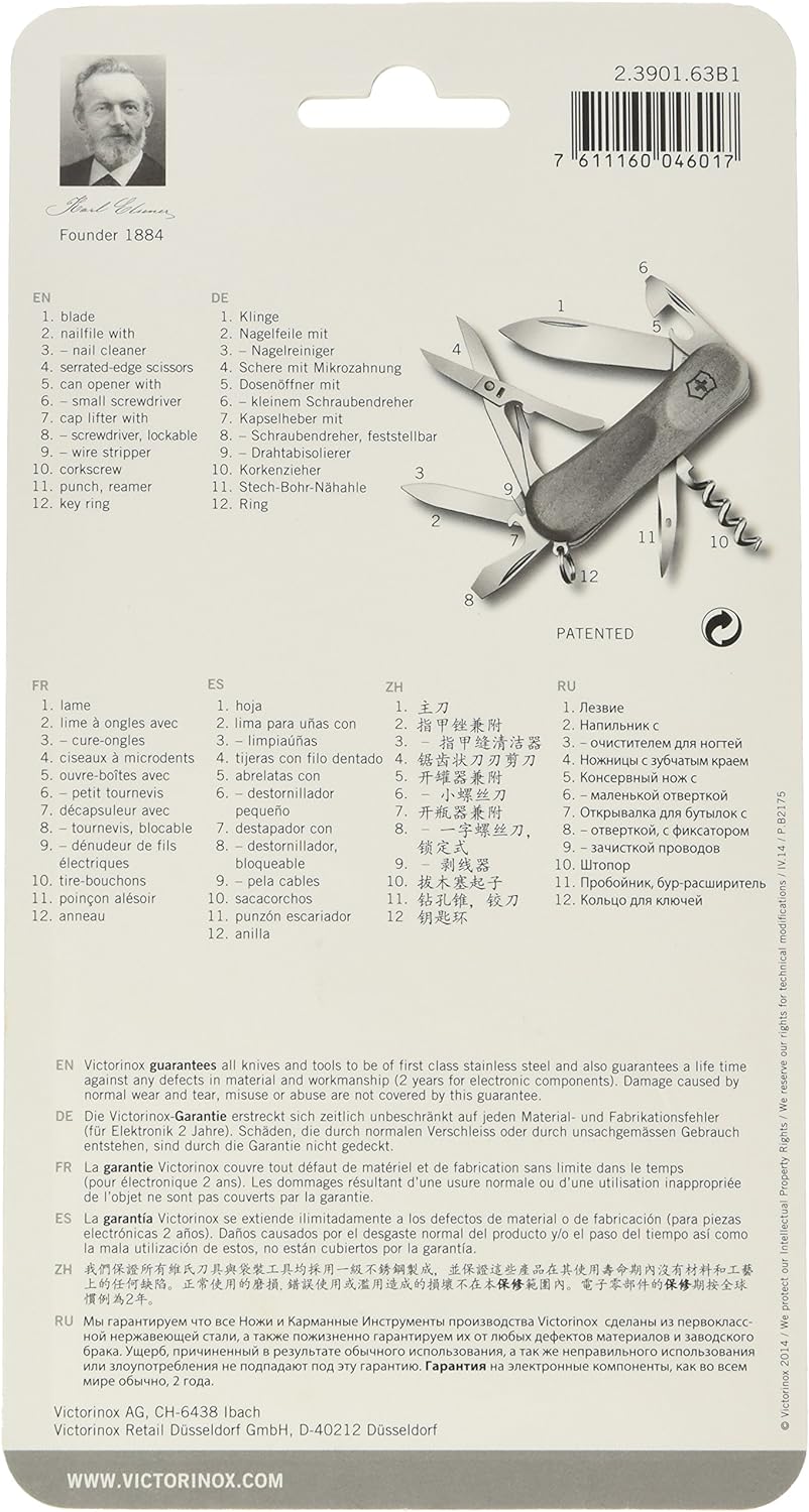 Victorinox, Schweizer Taschenmesser, Evolution 14, Multitool, 12 Funktionen, Klinge, gross, Dosenöff