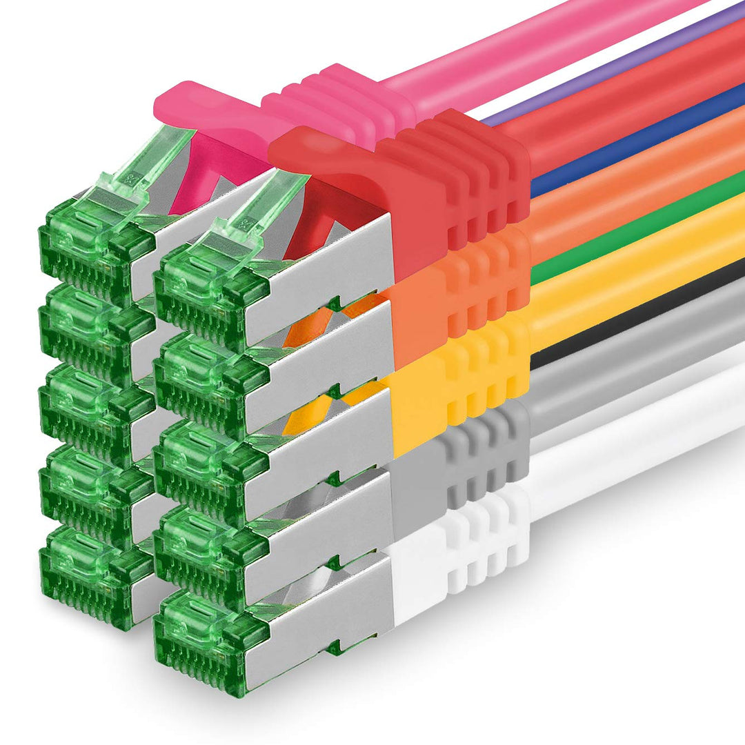 1aTTack.de 0.5 M Cat.7 Netzwerk-Kabel 10 Stück Cat7 Patch-Kabel Lan-Kabel Ethernet RJ45 10 Gbit/s (A