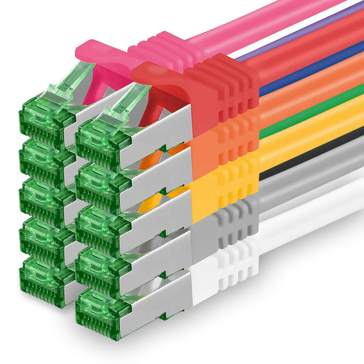 1aTTack.de 0.5 M Cat.7 Netzwerk-Kabel 10 Stück Cat7 Patch-Kabel Lan-Kabel Ethernet RJ45 10 Gbit/s (A
