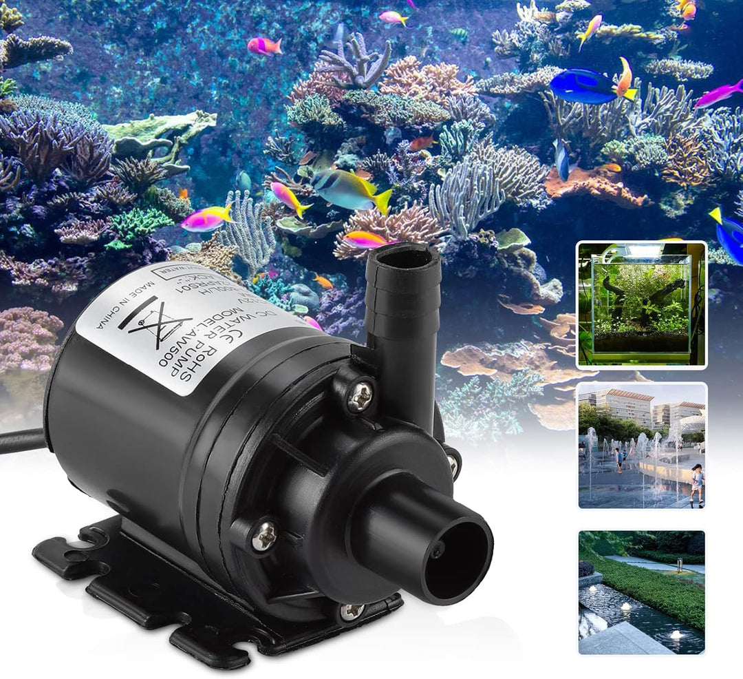 HSEAMALL DC 12 V Mini-Wasserpumpe mit Filter, bürstenlose Tauchwasserpumpe, Amphibienpumpe für Teich