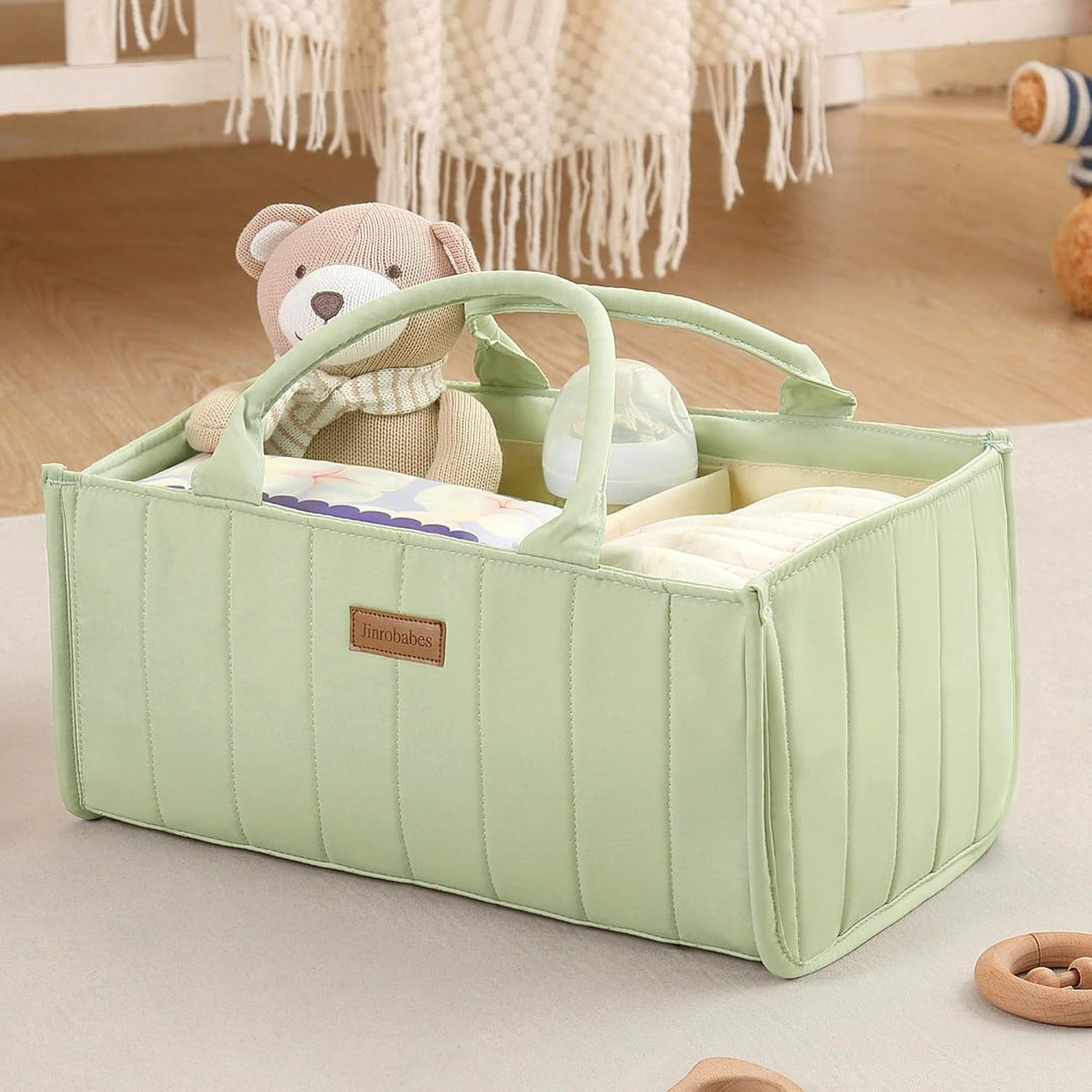 Wickeltasche Organizer, Baby Aufbewahrungskorb mit Herausnehmbaren Fächern, Windeltasche als Geschen