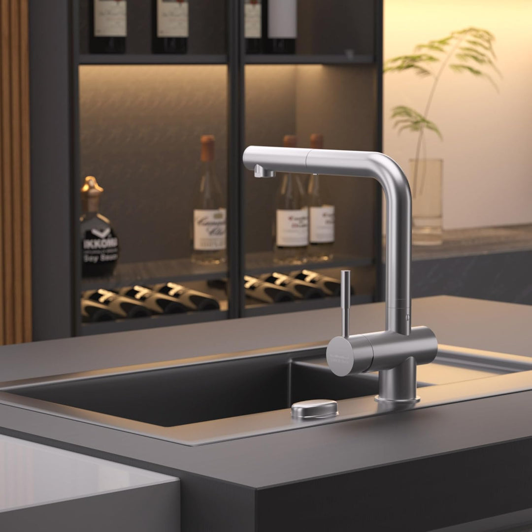 Edel & Bach hochwertiger Küchenarmatur, Präzisionsguss Wasserhahn aus SUS304 Edelstahl, 140° schwenk