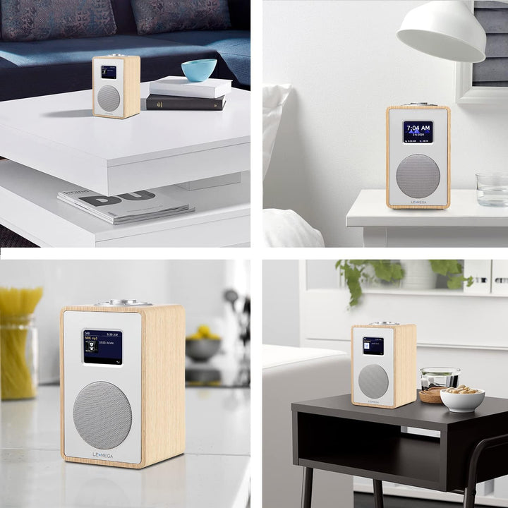 LEMEGA CR4 DAB/DAB+ und UKW Digitalradio,Bluetooth Lautsprecher, DAB Radio,Doppelwecker,Küchen/Schla