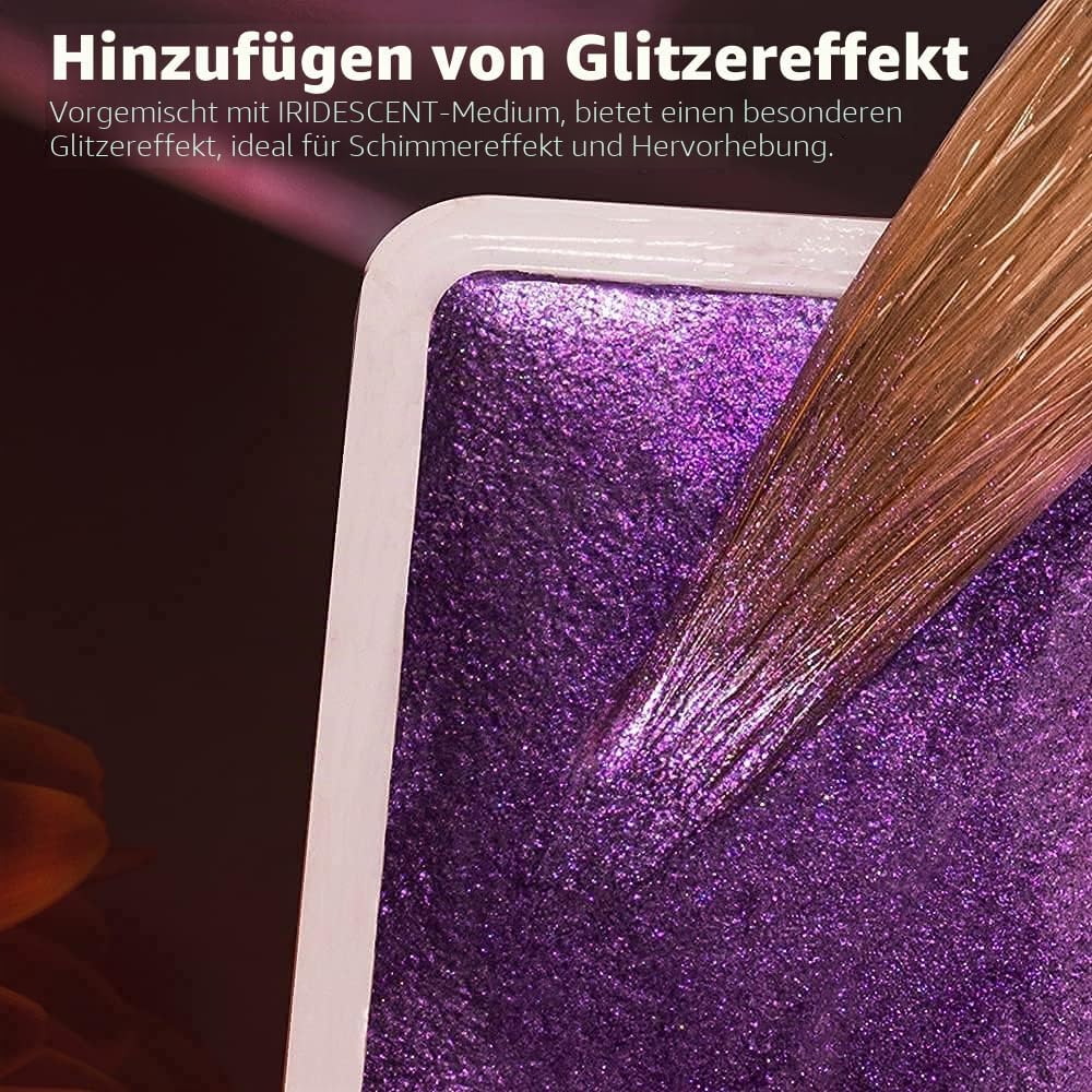 Aquarellfarben 24 Glitzer set, Paul Rubens Aquarell künstler-Klassen farben mit Malkasten, für Profi