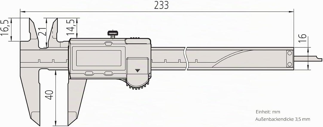 MITUTOYO Digital Messschieber ohne Datenausgang DIN 862, Tiefenmass rund 0-150 mm, 1 Stück,500-184-3