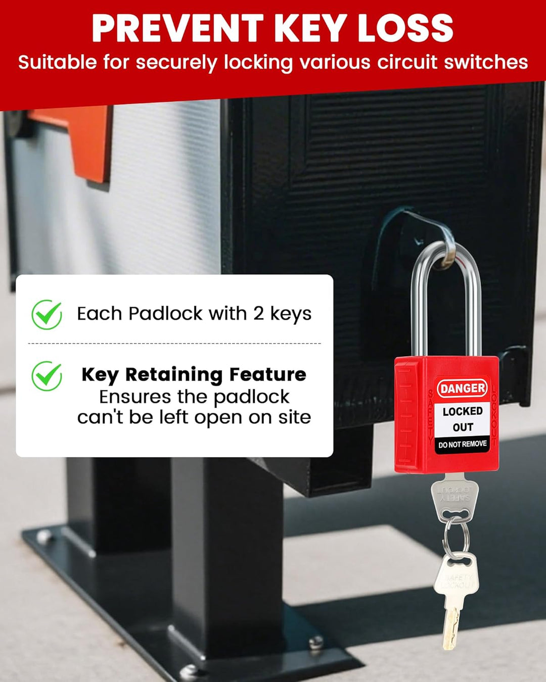 Lockout Vorhängeschloss Set, 10 Stück Watherproof Schloss mit Schlüsseln, 38mm Lockout Tagout Schlös