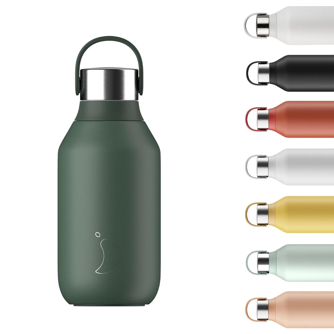 Chilly's Series 2 Trinkflasche - Isolierflasche aus Edelstahl mit Soft-Touch-Kragen & Trageschlaufe
