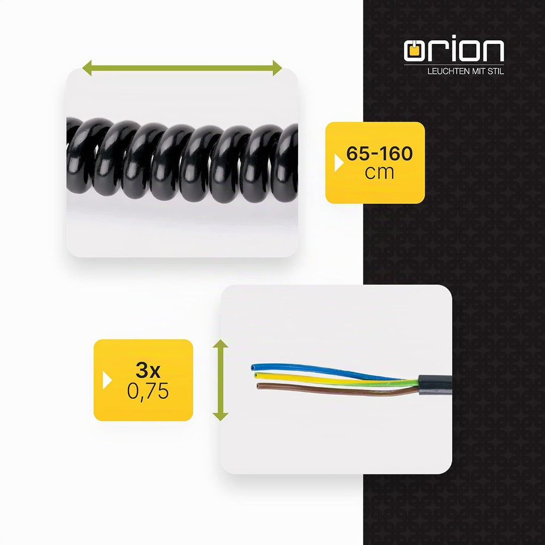 ORION LIGHTSTYLE Spiralkabel 3 adrig Spiralleitung Spiral Verlängerung Elektrokabel Leuchtenkabel La