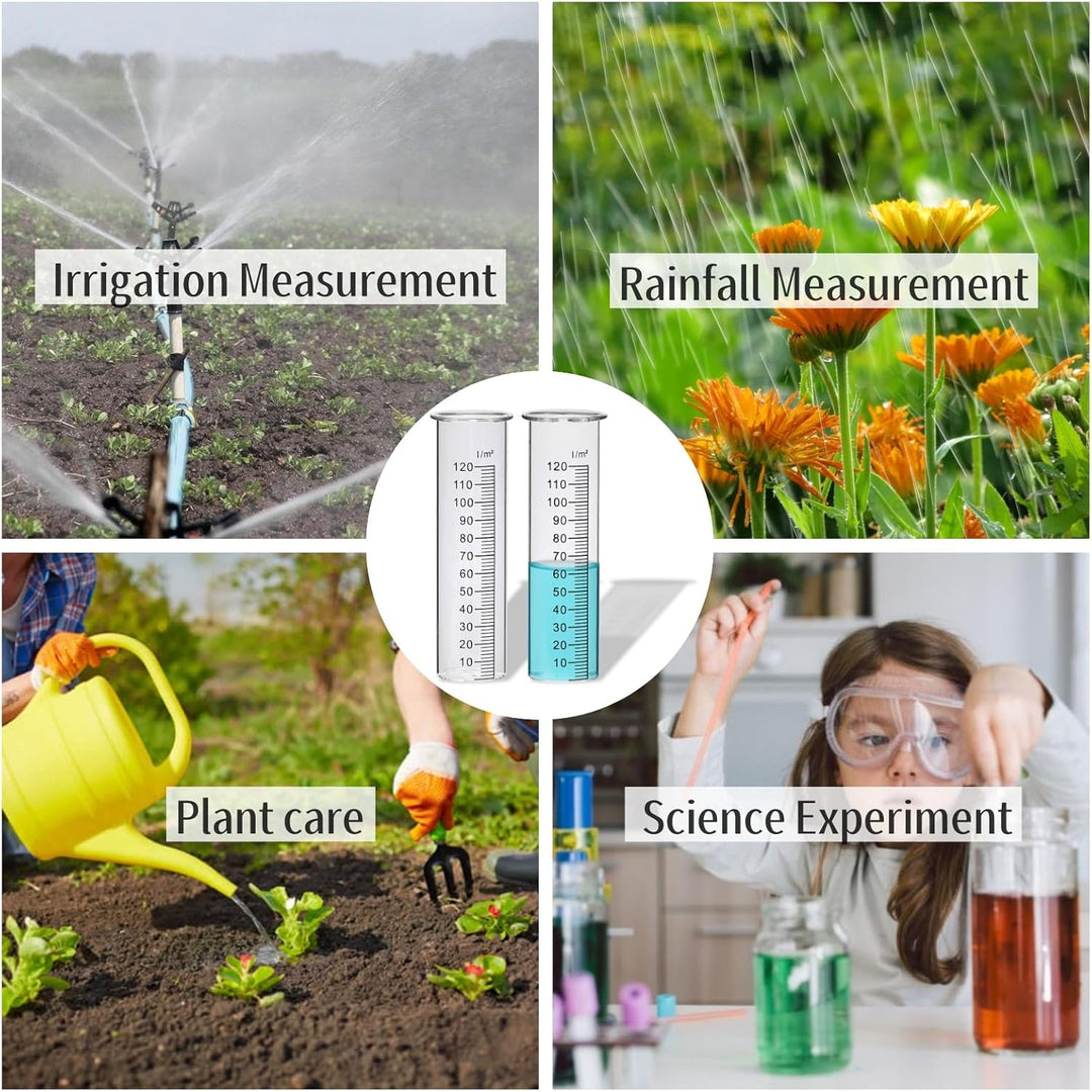 JUJOYBD 2X Ersatzgläser für Regenmesser, Glas mit Skala in l/m², Ersatz-Zylinder, Niederschlagsmesse