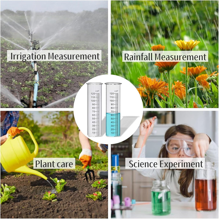 JUJOYBD 2X Ersatzgläser für Regenmesser, Glas mit Skala in l/m², Ersatz-Zylinder, Niederschlagsmesse