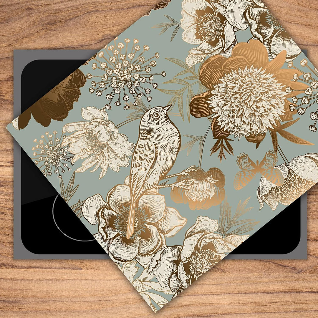SmartDecoration Herdabdeckplatte Ceranfeldabdeckung aus Glas 60x52 cm Einteilig Motiv "Art" Blau (10
