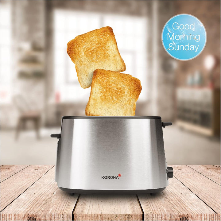 Korona 21255 Toaster | Hochwertiges Edelstahlgehäuse | Integrierter Brötchenaufsatz | Stufenlos eins