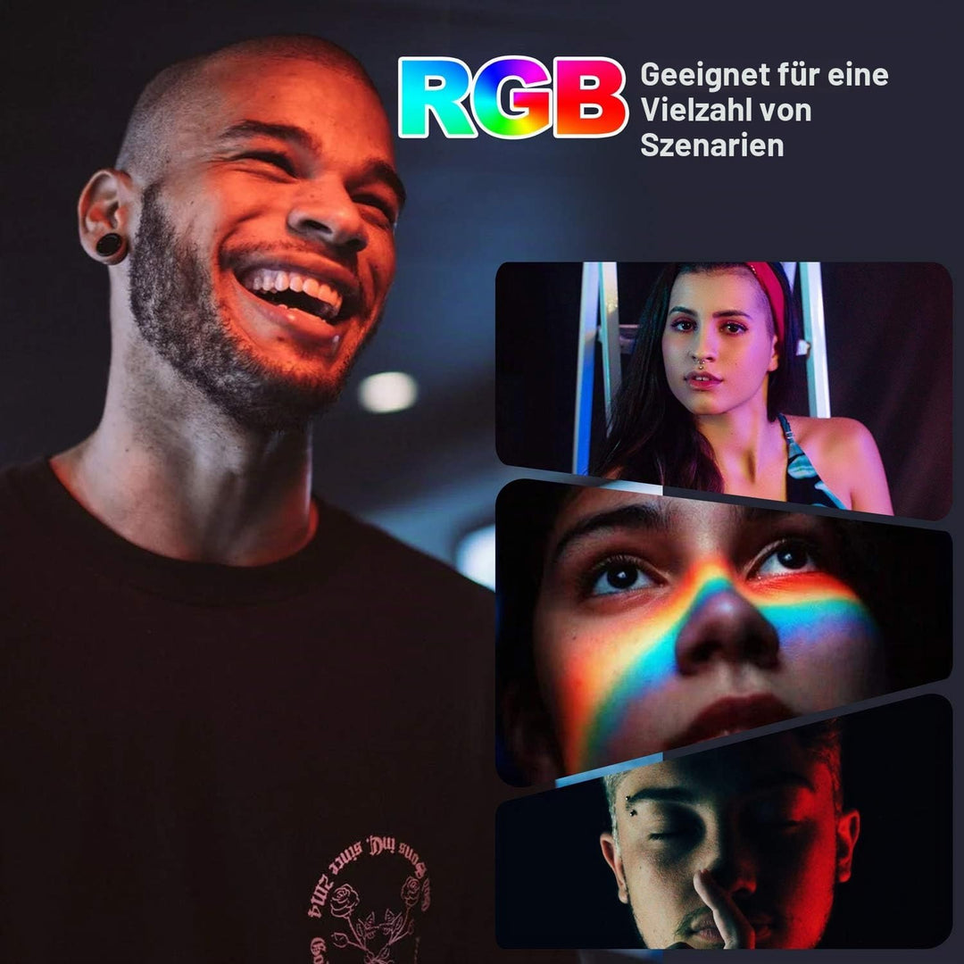 EMART 2-Pack Video Licht RGB, Dimmbare 5500K Videoleuchte LED USB mit Verstellbarem Stativ, Foto Lic