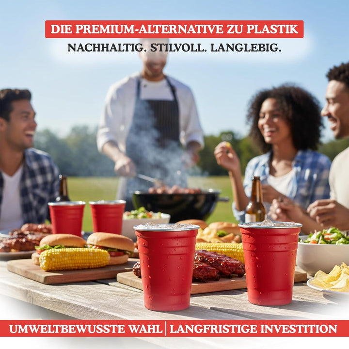 GetBuckets® Bierpong Becher Set (12 STK.) | Edelstahl Spülmaschinenfest Wiederverwendbar Stabil | Or