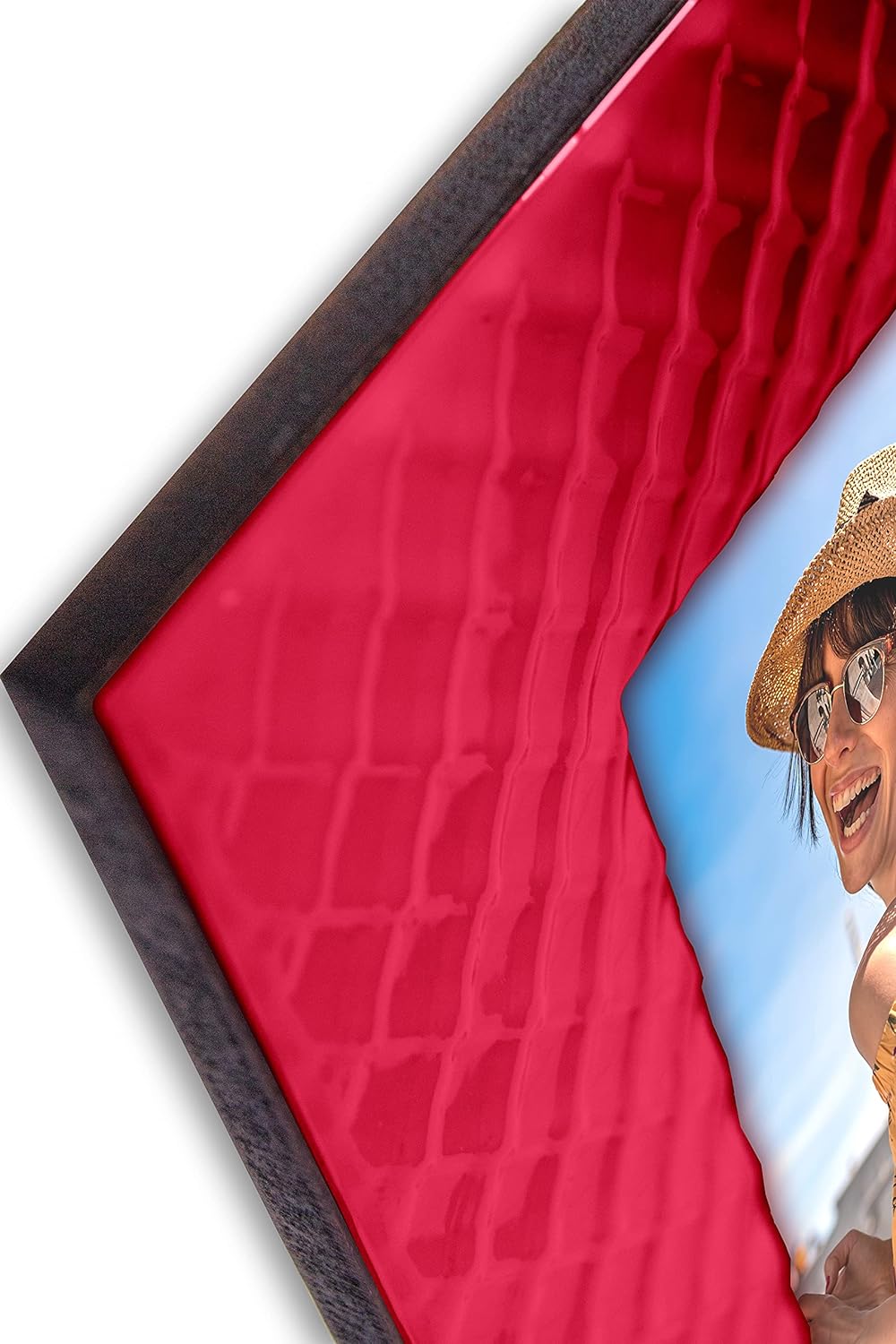 Mareli Bilderrahmen für den Tisch, Emailliertes Metall mit Geflecht Typ Netz, rot, Adatta a Foto 18x