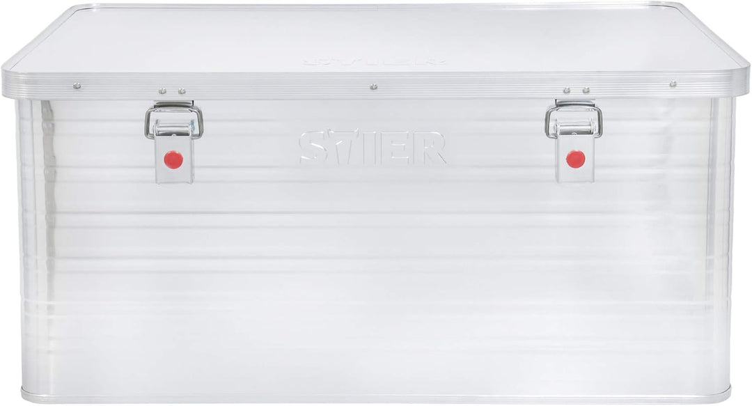 STIER Alubox, Aluminiumbox 135L, Staub- und spritzwasserresistent mit Gummidichtung und 2 Klapphandg