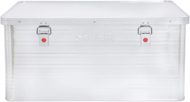 STIER Alubox, Aluminiumbox 135L, Staub- und spritzwasserresistent mit Gummidichtung und 2 Klapphandg