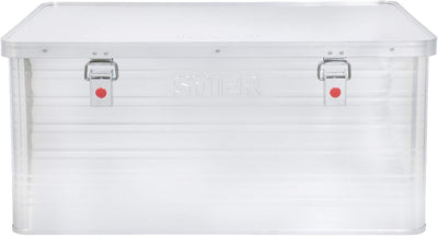STIER Alubox, Aluminiumbox 135L, Staub- und spritzwasserresistent mit Gummidichtung und 2 Klapphandg