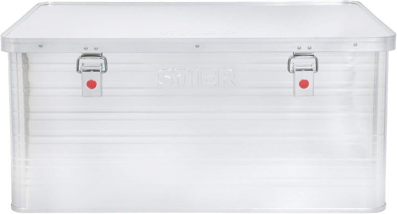 STIER Alubox, Aluminiumbox 135L, Staub- und spritzwasserresistent mit Gummidichtung und 2 Klapphandg