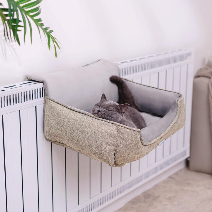 Happi N Pets Grosses Katzenbett für Heizung, warmes und stabiles Sitzteil für grosse Katzen mit wasc
