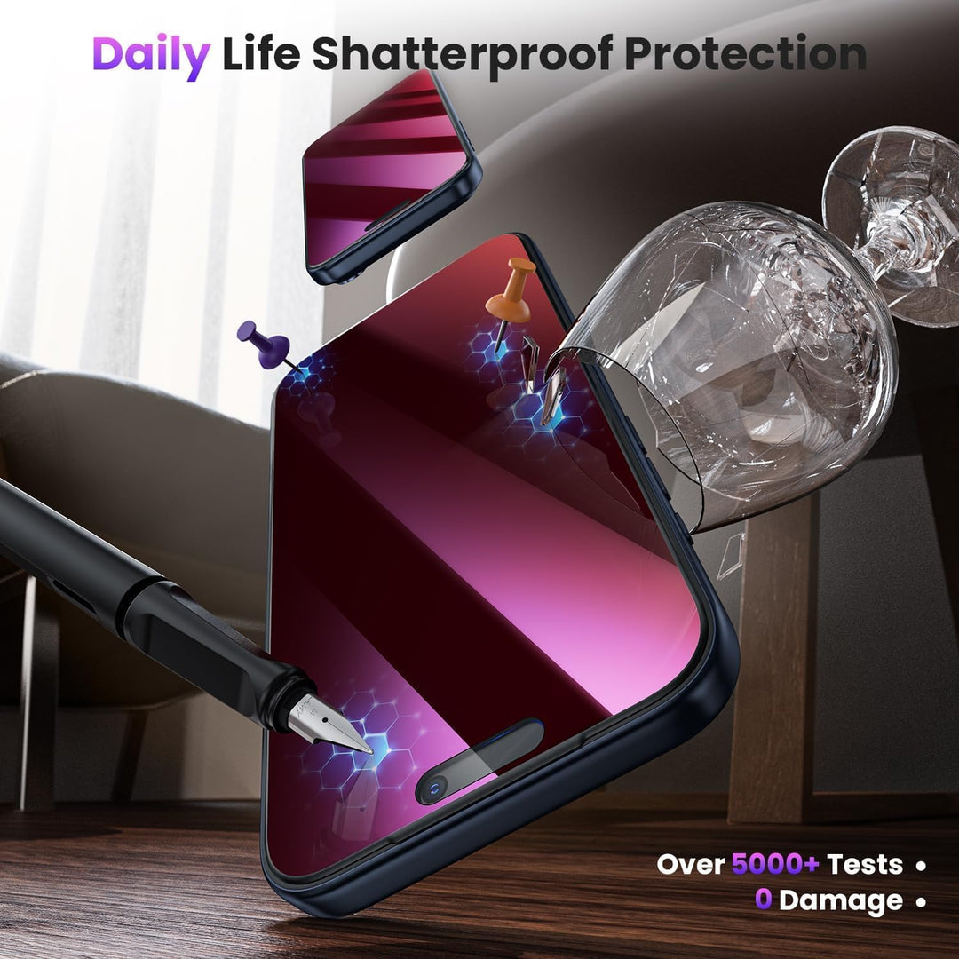 WSKEN für iPhone 16 Pro Max für Panzerglas Sichtschutz - [Anti Blaulicht] [Auto Dust-Elimination] Pu