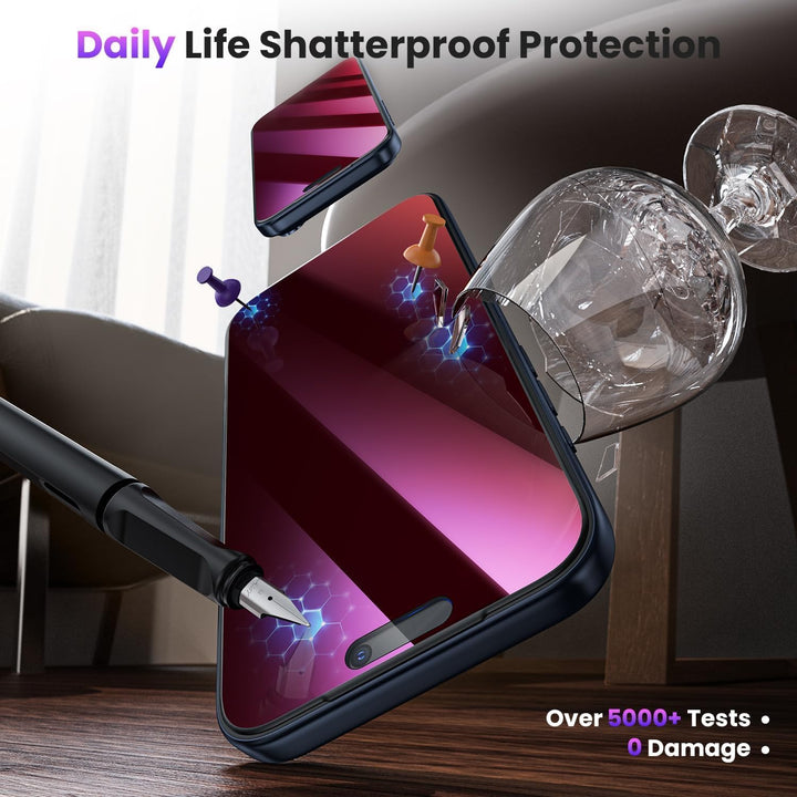 WSKEN für iPhone 16 Pro Max für Panzerglas Sichtschutz - [Anti Blaulicht] [Auto Dust-Elimination] Pu
