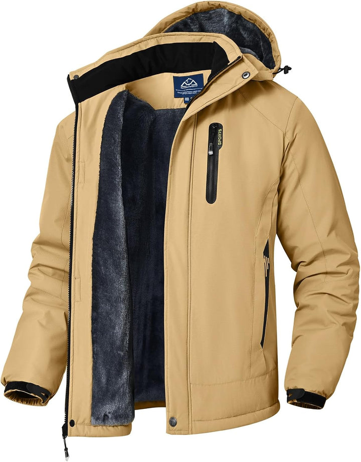 YSENTO Herren Winterjacke wasserdichte Warme Fleece Gefüttert Outdoor Softshelljacke Atmungsaktiv Sk