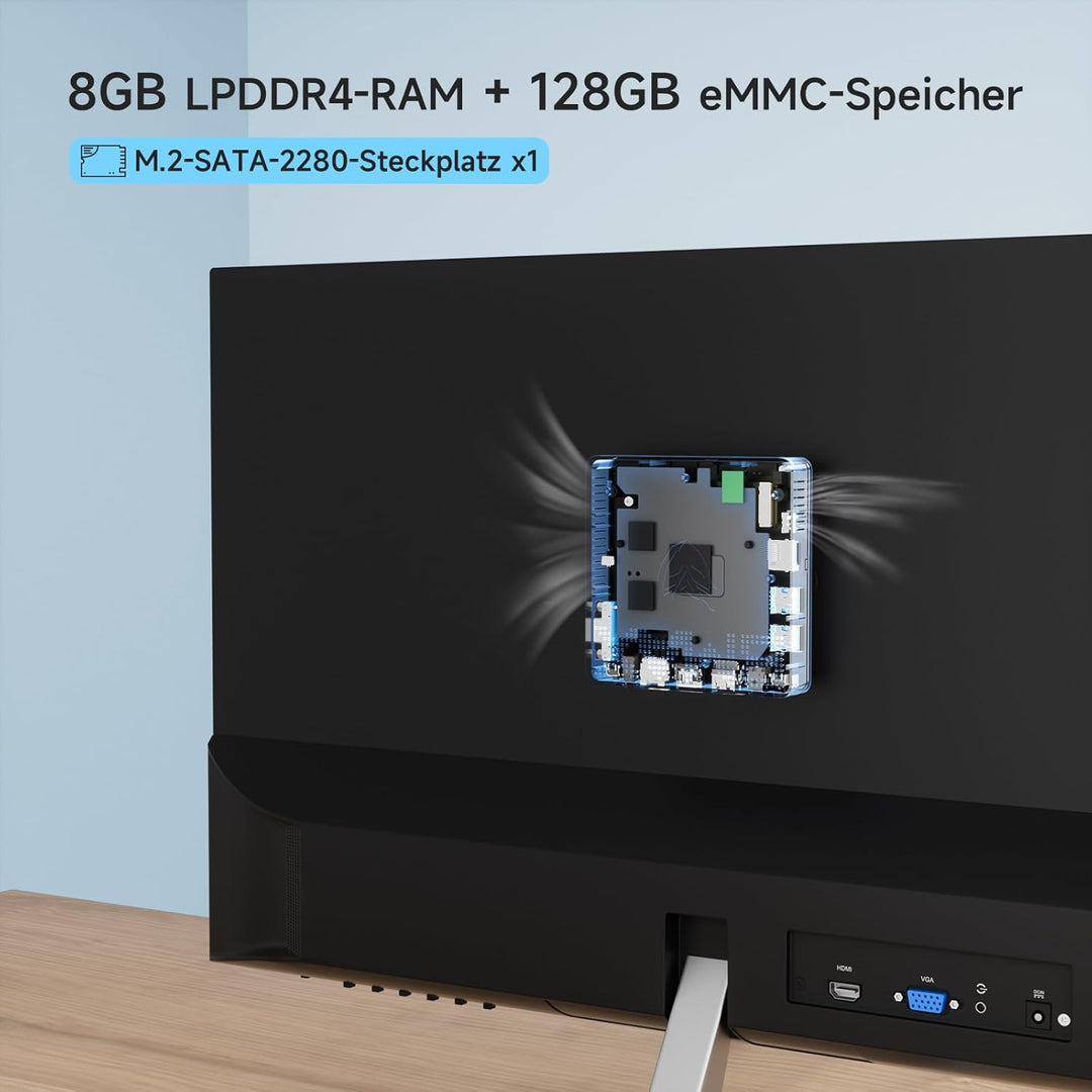BMAX Mini PC W-11 Pro 8 GB DDR4 128 GB eMMC, W-11 Pro Gemini Lake N4000 (bis zu 2,6 GHz), Dual-Scree