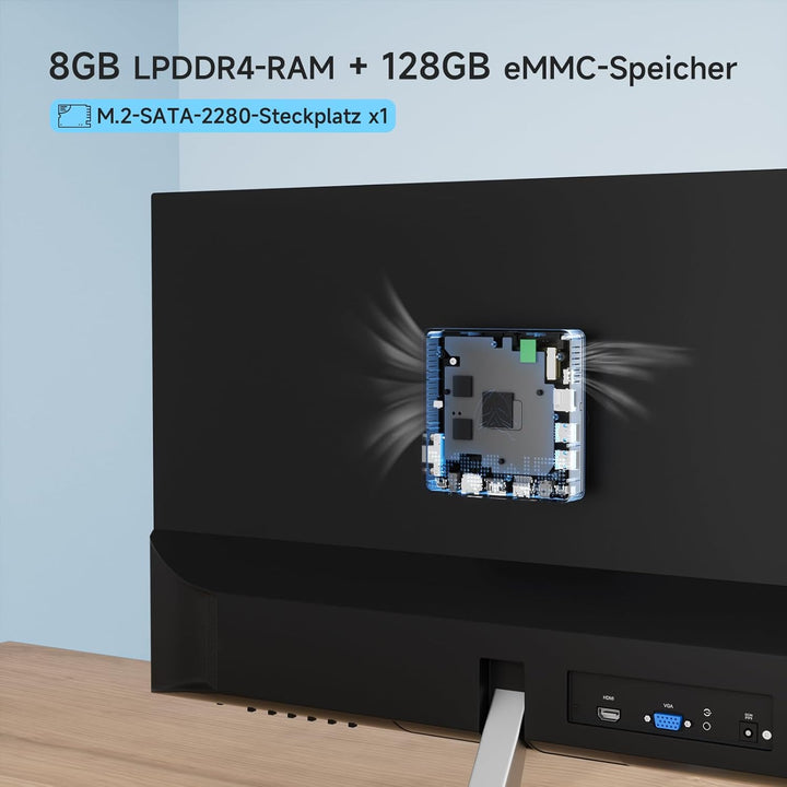 BMAX Mini PC W-11 Pro 8 GB DDR4 128 GB eMMC, W-11 Pro Gemini Lake N4000 (bis zu 2,6 GHz), Dual-Scree