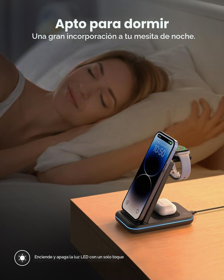 JoyGeek 3 in 1 Kabelloses Ladegerät, Faltbar Wireless Charger für i Phone 15/14/13/12/11/Pro Max/X/8