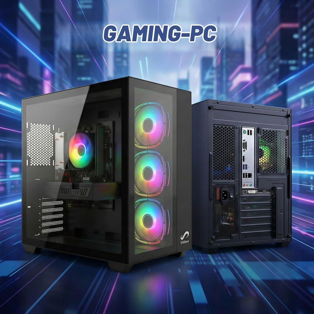 STGsivir Gaming PC, Ryzen 5 3400G, RTX 2060S 8G, 16G DDR4, 1T SSD | Gaming Computer für Streaming,Vi