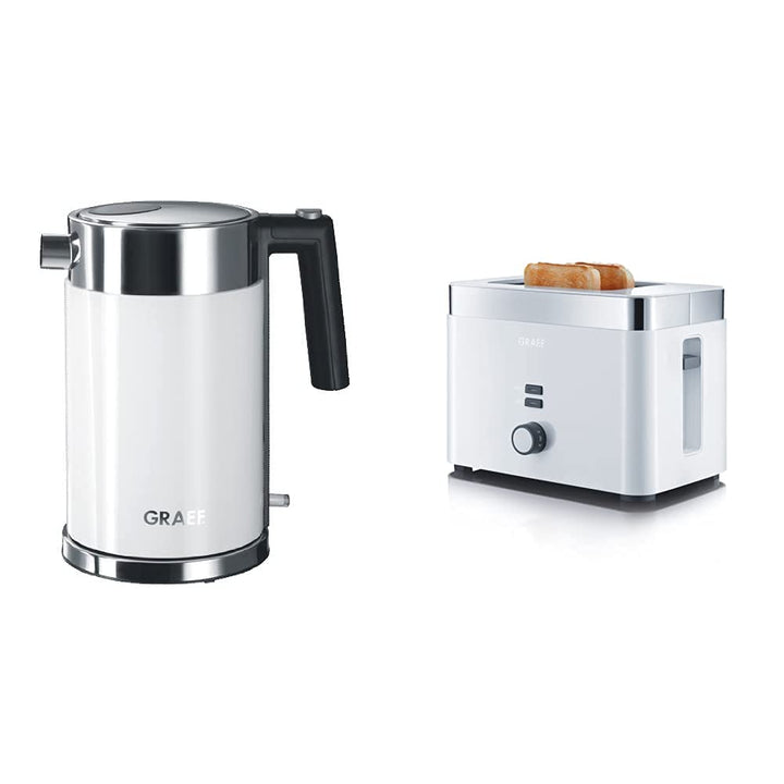 Graef Edelstahl Wasserkocher WK 61 Acryl, weiss & Graef Toaster TO 61, weiss Bundle mit Toaster