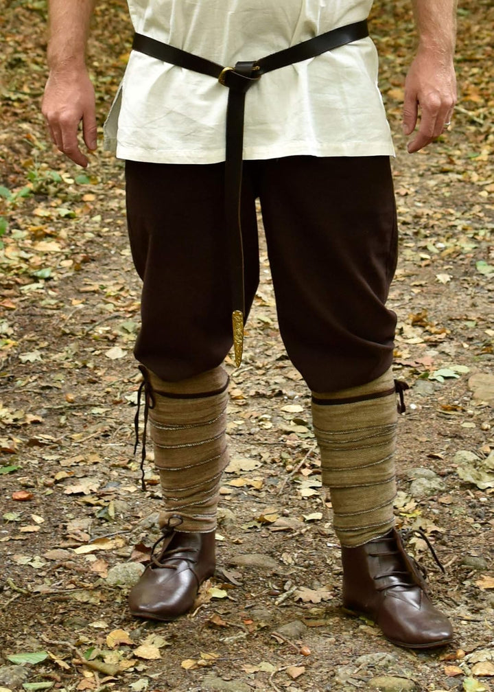 Battle-Merchant Mittelalter Wadenwickel für Damen und Herren, Paar, mit Fischgrätmuster für Mittelal