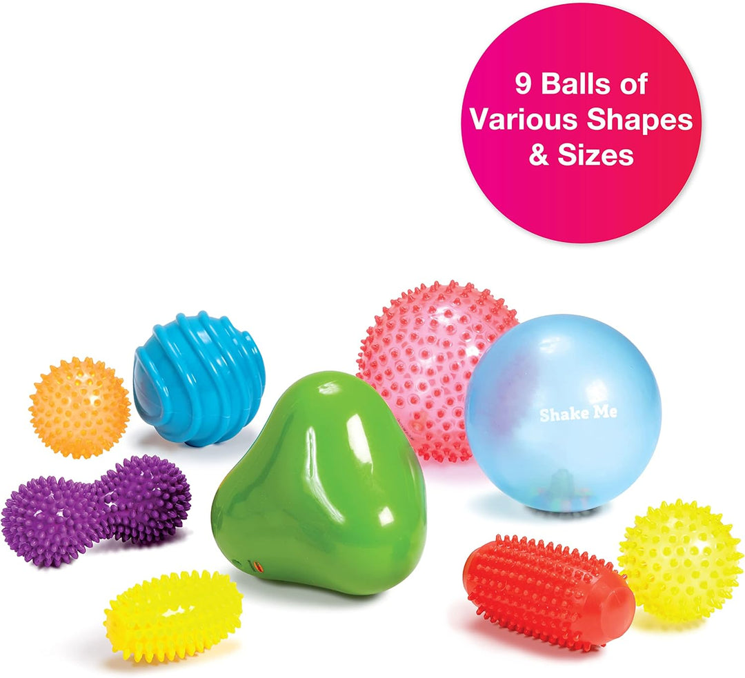 Edushape Sensory Mini Balls for Baby - Pack of 6 Solid Color Baby Balls That Help Enhance Gross Moto