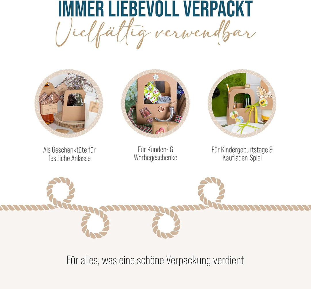 Logbuch-Verlag 25 kleine Kraftpapier Körbchen braun natur - Geschenkverpackung mini Korb mit Henkel