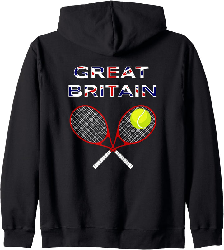 UK Flag Tennis Ball, Schläger / Grossbritannien Team Fan Kapuzenjacke