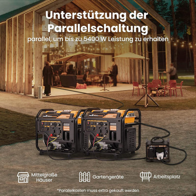 3200W Inverter-Generator, Benzin 4-Takt Backup-Stromversorgung mit Parallell-Funktion, mit AC/DC/USB
