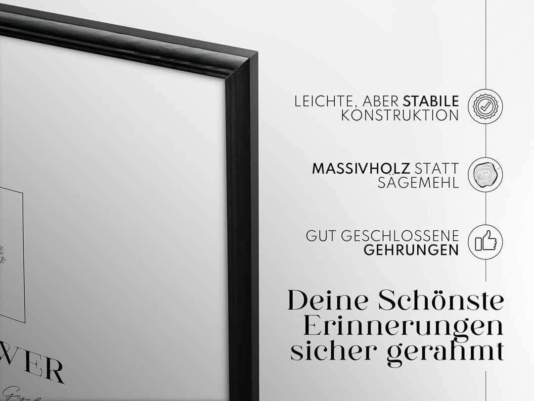 Artower® Bilderrahmen Vintage Schwarz Holz Rahmen für DIN A2 42 x 59,4 cm | Posterrahmen Gross für C