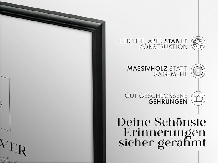 Artower® Bilderrahmen Vintage Schwarz Holz Rahmen für DIN A2 42 x 59,4 cm | Posterrahmen Gross für C