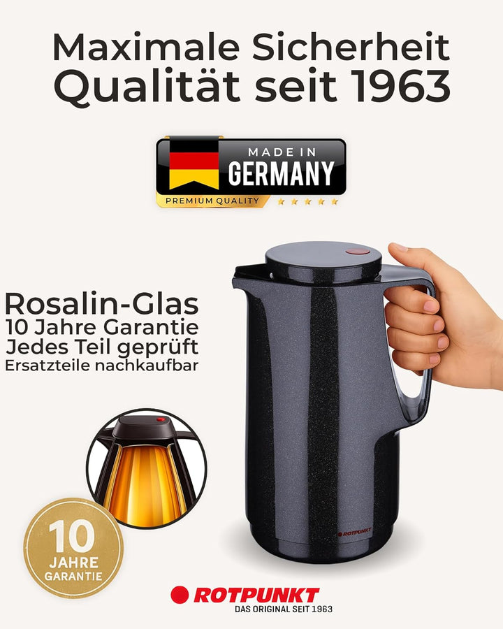 Rotpunkt Isolierkanne 760" 1,0l in schwarz, Edelstahl, 20 x 10 x 10 cm, Schwarz
