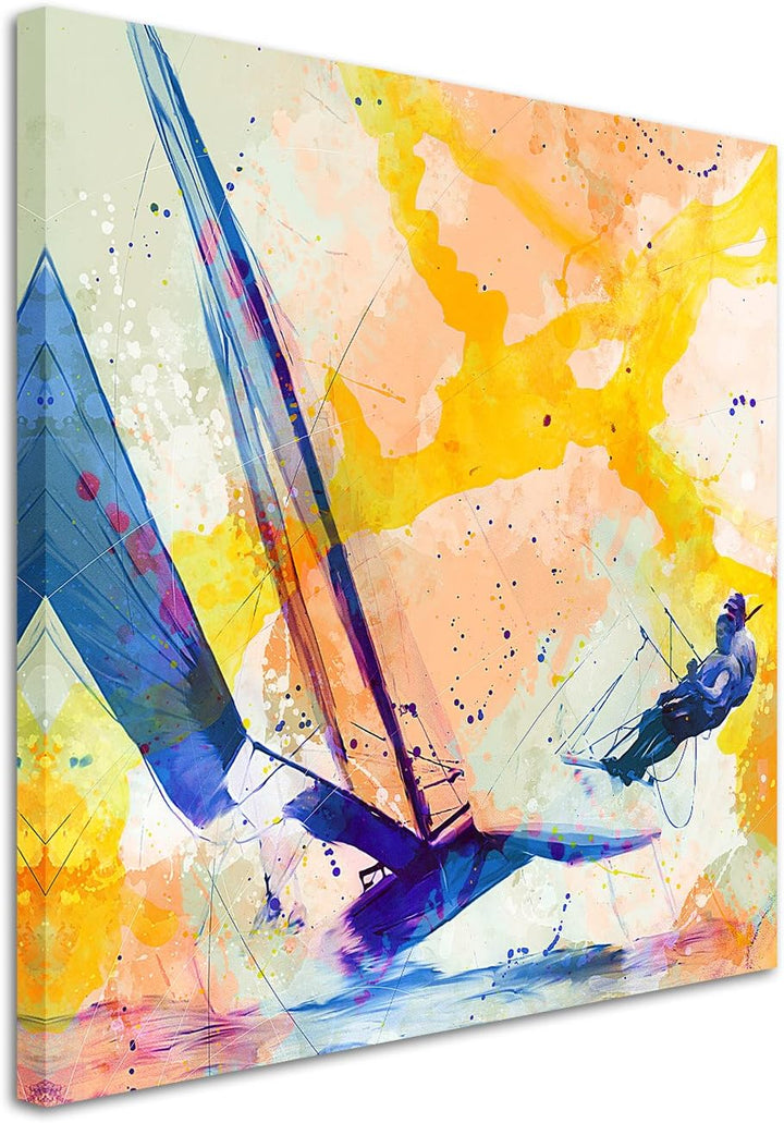 Katamaran 60x60cm Wandbild SPORTBILD Aquarell Art tolle Farben von Paul Sinus