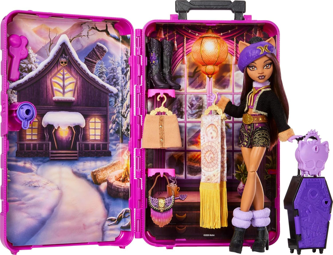 Monster High Skulltimate Secrets Clawdeen Wolf-Puppe und Zubehörset, Destination: Hütten-Gruselurlau